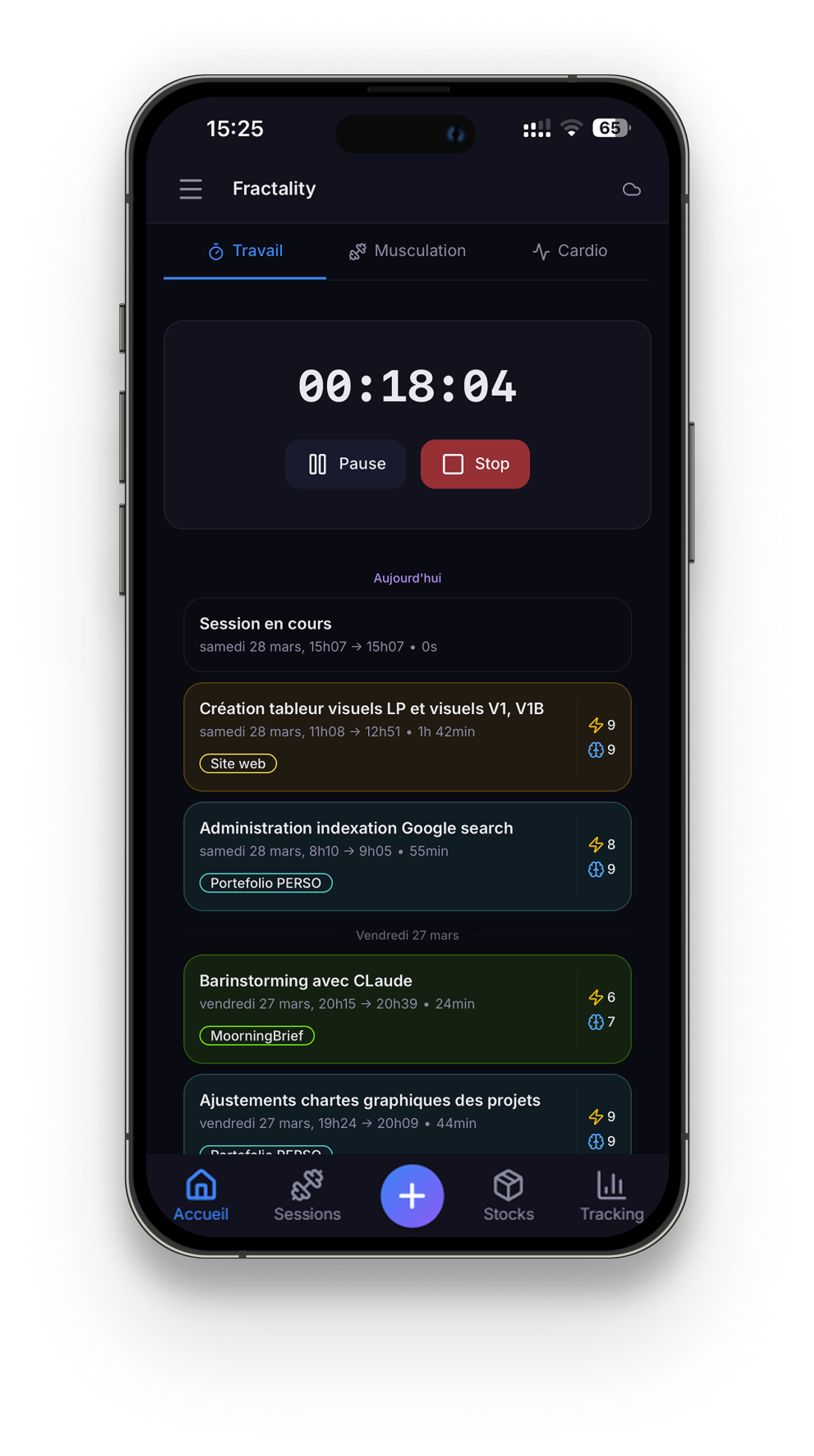 Timer de session de travail